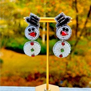 Beaded Snowman Earrings
